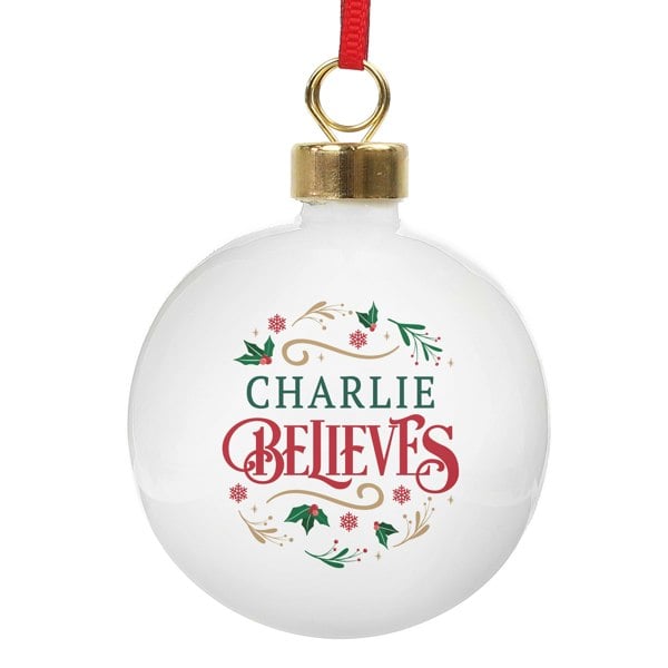 Personalised Memento Company Personalised Believe in Christmas Bauble