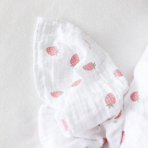 Lulujo - Cotton Swaddle - Strawberry & Pink - 2 Pack
