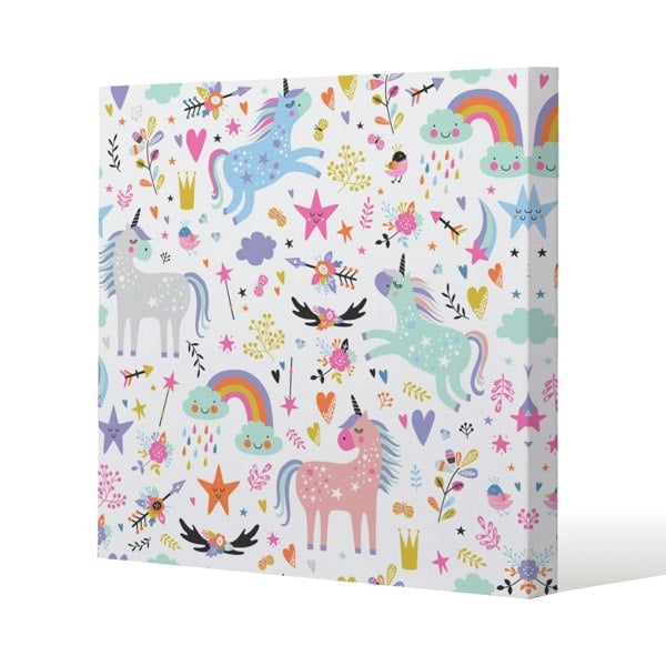 Benjamin Tate Design unicorns Slim Style Canvas Print  20x20cm , 15mm Slim Real wood.