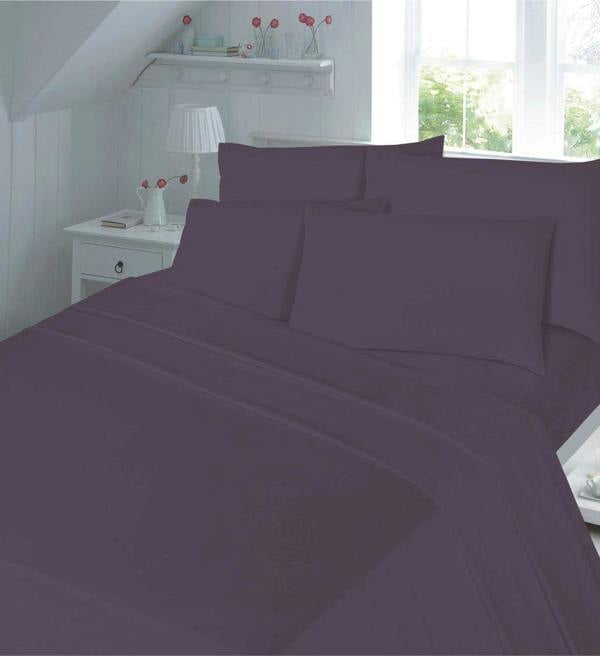 Percale 16" Fitted Sheet - Plum - Single