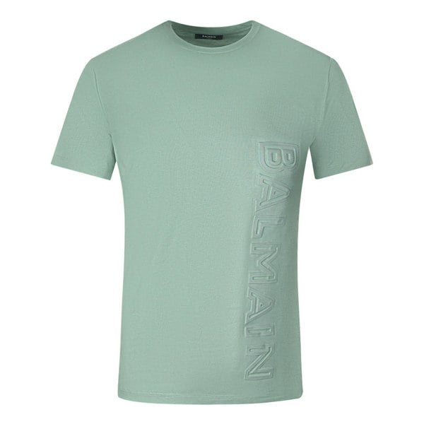 Balmain Brand Embossed Logo T-Shirt - Green