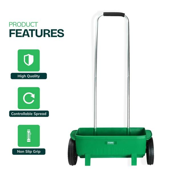 My Garden Outdoor Living My Garden Lawn Spreader 12 Litre Rotary Seed Grit Salt Spreader with Protective Roof & 110CM Long Handle Grass Spreader