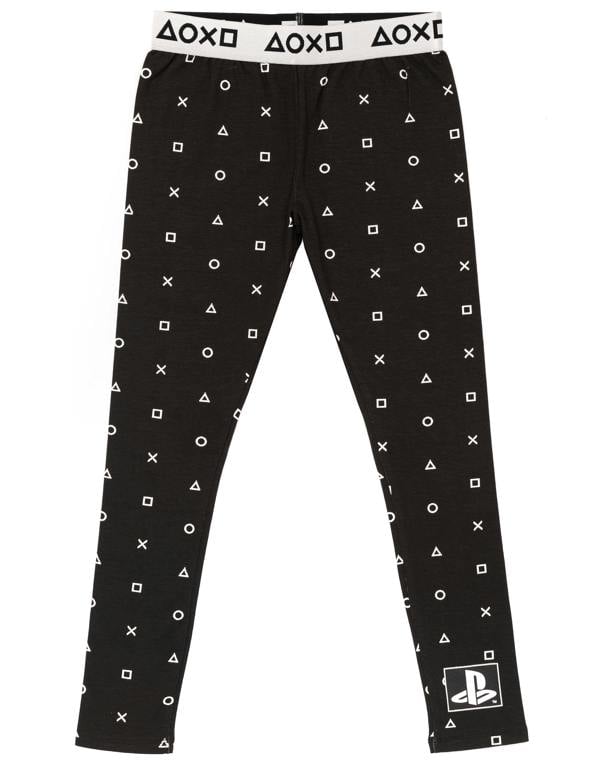 PlayStation Girls Grey White Logo Controller Symbols Short Sleeve Long Leg Pyjama Set