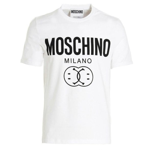 Moschino Milano Double Smiley Logo White T-Shirt