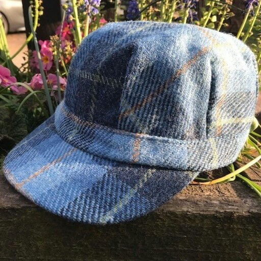 Heather Hats & Accessories Harris Tweed Traditional Cadet Cap, Satin Lining, Outdoor Wear, Sky Blue
