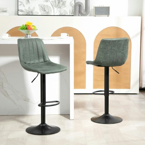 Wyld Haus Reli Fabric Green Retro Tub Style Bar Stools Set Of 2 With Padded Seats