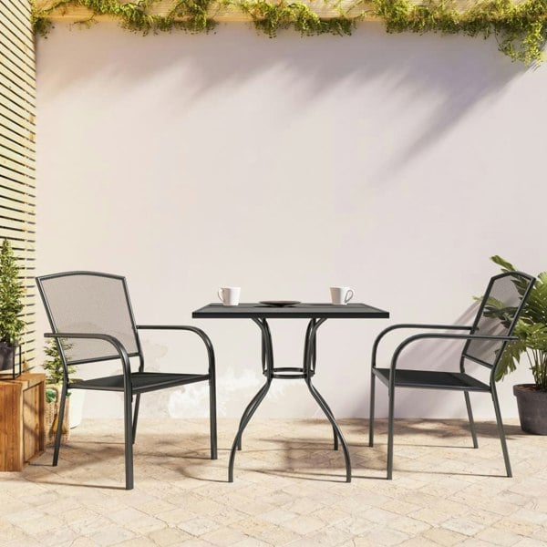 Berkfield 3 Piece Garden Dining Set Anthracite Steel