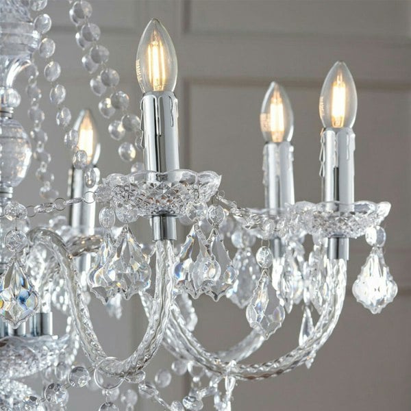 Ceiling Chandelier Pendant Light CHROME 8x Bulb Vintage Feature Lamp Holder Loops