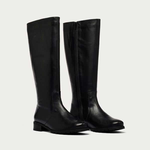 Calla Bella Knee-High Boots for Bunions & Wide Feet - Black Leather