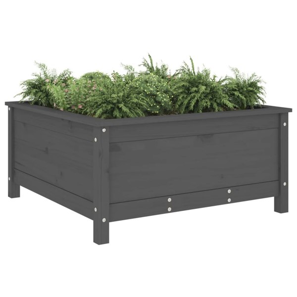 Berkfield Garden Planter Grey 82.5x82.5x39 cm Solid Wood Pine