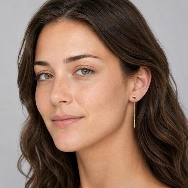 Gold Trip Heart Chain Threader Earrings
