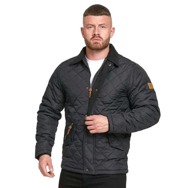 Duke Mens D555 Matias Corduroy Collar Padded Jacket - Black - 