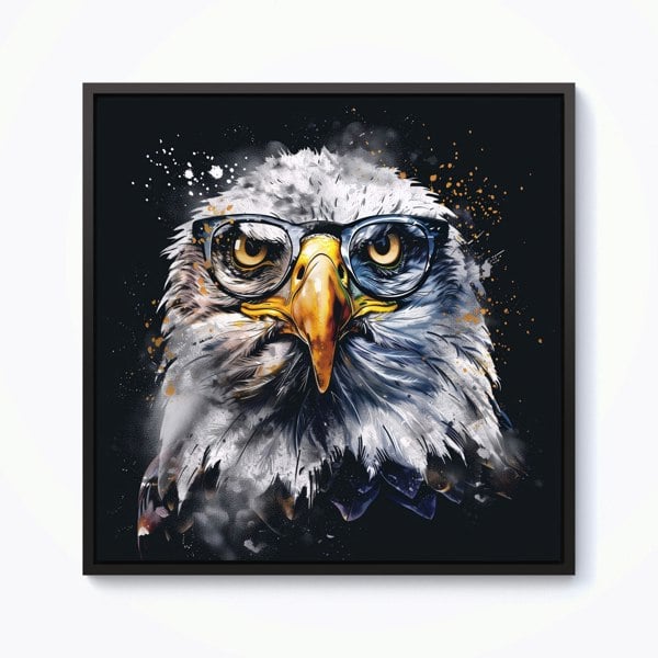 Warren Reed Eagle In Glasses Splash Art Framed Canvas