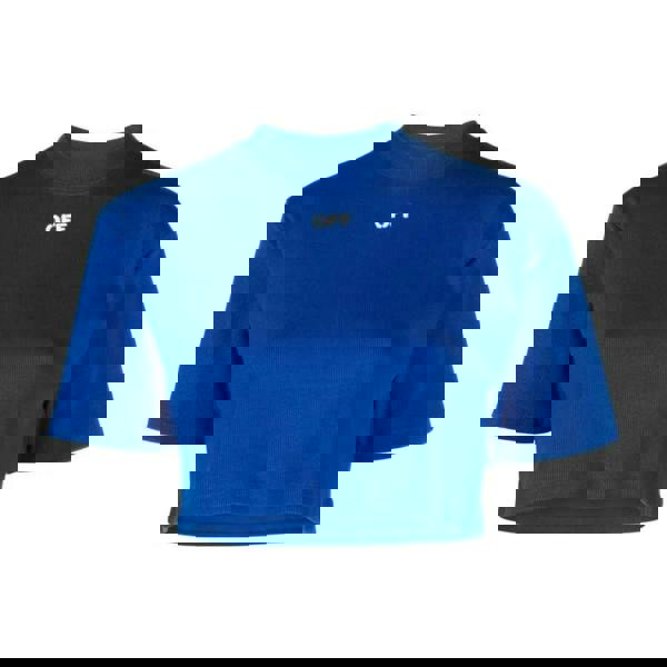 Off White Womens/Ladies Stamp Ribbed Crop T-Shirt - Blue