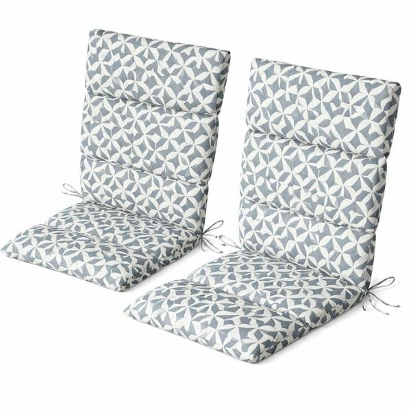 Gardenwize Pair of Outdoor Seat Cushions – Geo Grey Full Length Chair Pads