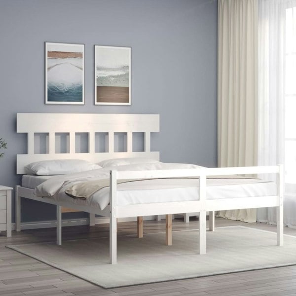 Berkfield Bed Frame with Headboard White 160x200 cm Solid Wood