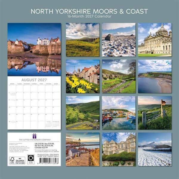 North Yorkshire, Moors & Coast Calendar 2027, Wall Calendars, Month To View, Travel, Gift