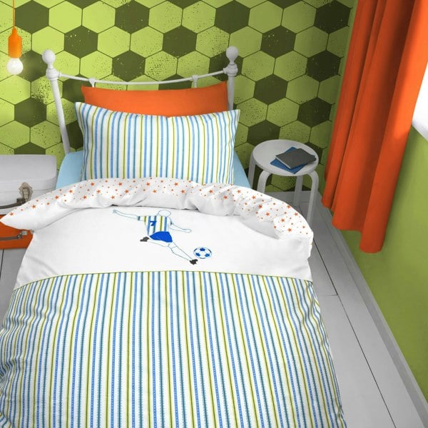 Sweet Dreams Soccer Star Applique Cotton Duvet Cover Set