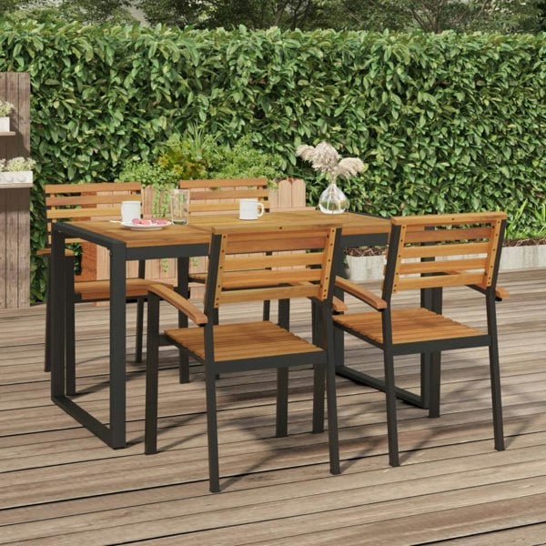 Berkfield Garden Table with U-shaped Legs 140x80x75 cm Solid Wood Acacia