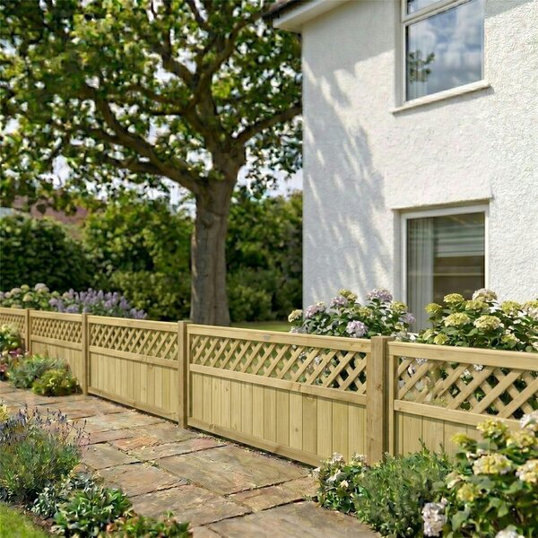 Premier Garden Supplies Urban Diamond Fence Panel with Lattice Insert - 5 Pack H: 2ft x W: 6ft (182.8cm) - Wood - Pressure Treated (Tanalised)