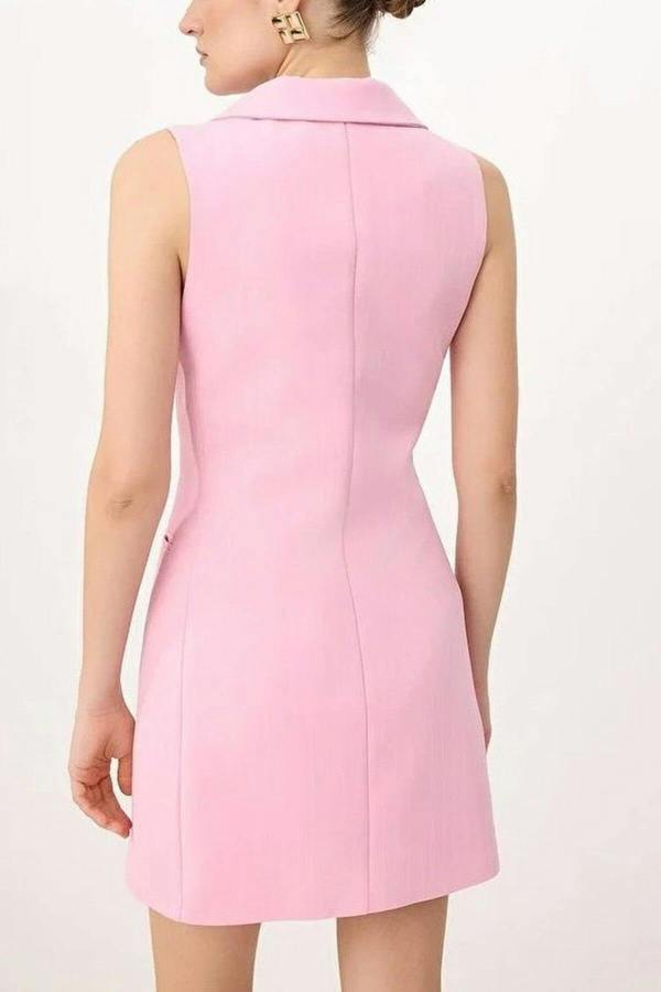WOVCOR Striped Sleeveless Button Detail Mini Blazer Dress