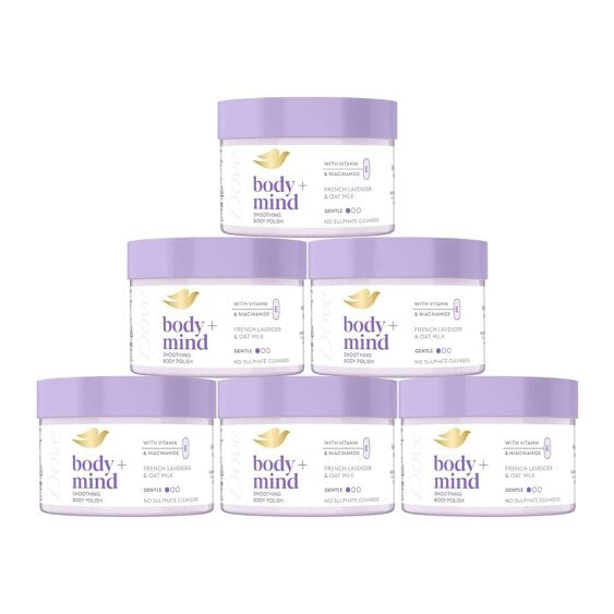 Dove Body+ Mind Body Scrub 6x95ml French Lavender & Oat Milk Exfoliating Scrub