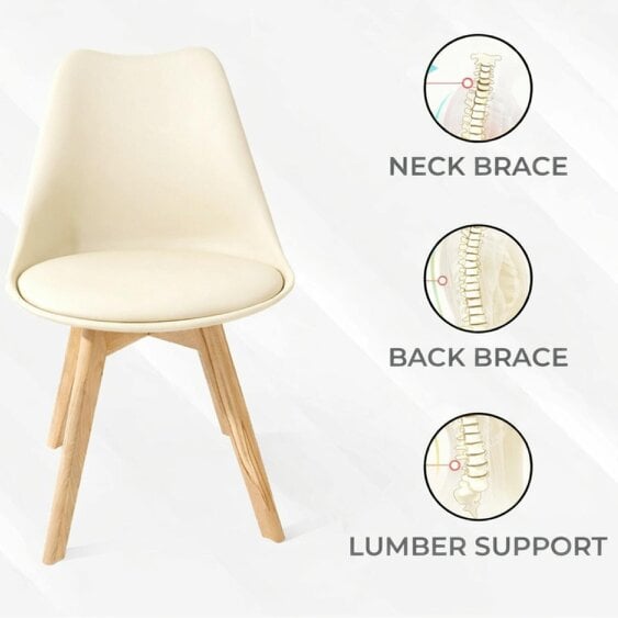 Kosy Koala Modern Rustic Effect Wood Dining Table With 4 Cream Plastic Chairs Dining Room Furniture