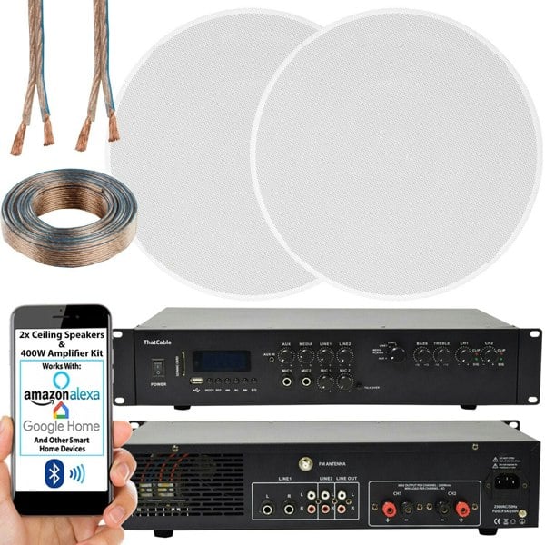 400W Bluetooth Sound System 2x 6.5 Slim Ceiling Speaker Channel HiFi Amplifier