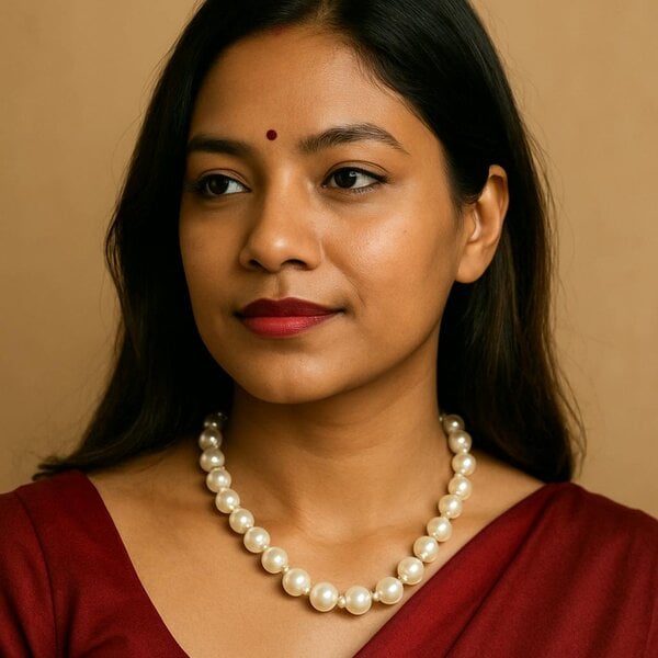 The Colourful Aura Large Ivory Lightweight White Round Pearl Bridesmaid Statement Choker Necklace