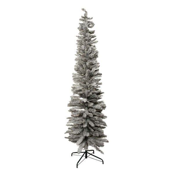 Samuel Alexander 8ft (2.4m) Grey Artificial Pencil Christmas Tree With Green Metal Stand and 460 Tips