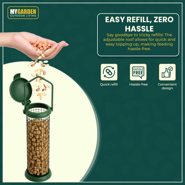 My Garden Outdoor Living My Garden Hanging Bird Feeder 2 Pack Peanut Feeders for Birds Rust Resistant Metal Mesh for Outdoor Birds & Carry Handle