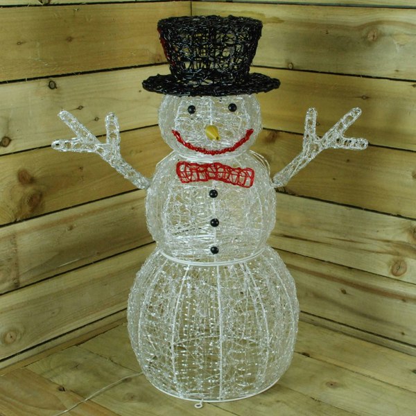 Samuel Alexander LIGHT UP 76cm ACRYLIC Christmas SNOWMAN with 88 MULTI COLOUR LED Lights