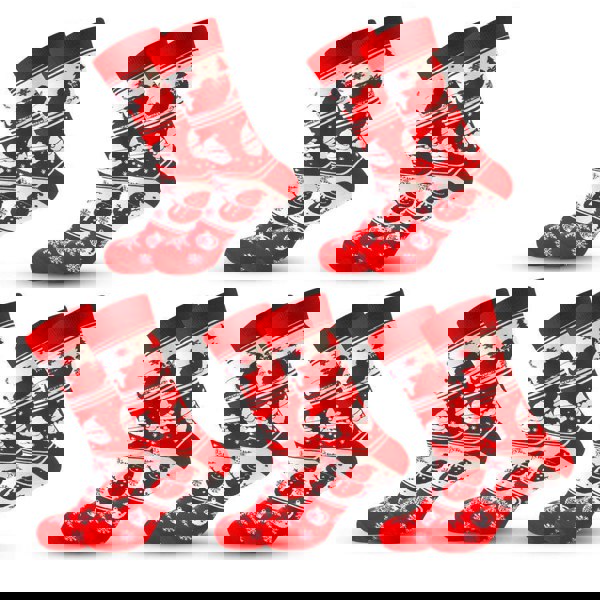 Anyfootwear  5 Pairs Red White Size 5-13 Socks Crystal Silk Tide Winter Holiday Design Plus Snowflake Stocking Comfortable To Wear Perfect For Women