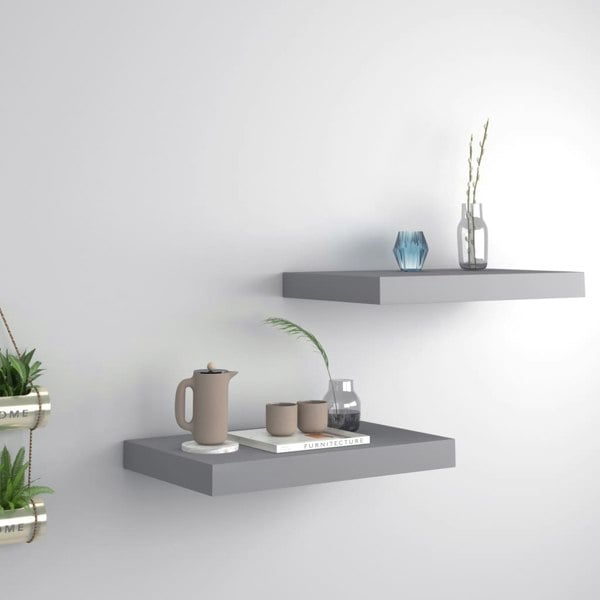 Berkfield Floating Wall Shelves 2 pcs Grey 40x23x3.8 cm MDF