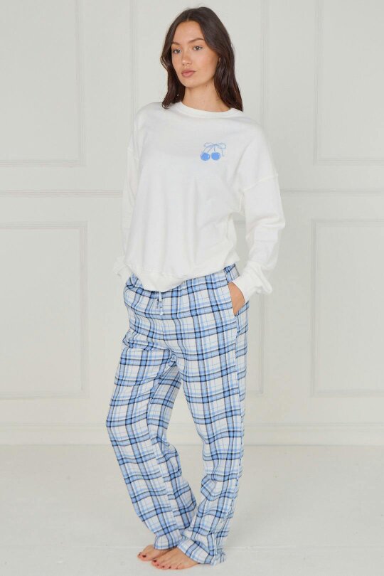 Sweet Side Cotton Pyjama Set – Blue Check