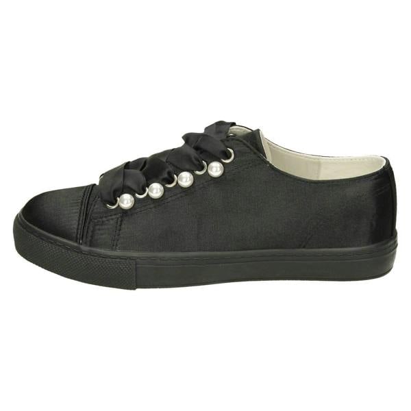 Spot On Ladies Spot On Ribbon Lace Up Pumps