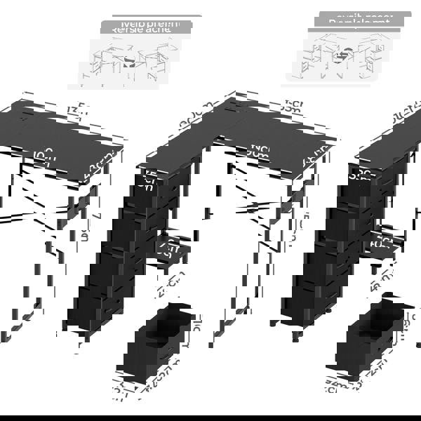 Levede Office Gaming Desk Reversible L-shaped Corner Computer Table 4 Drawers