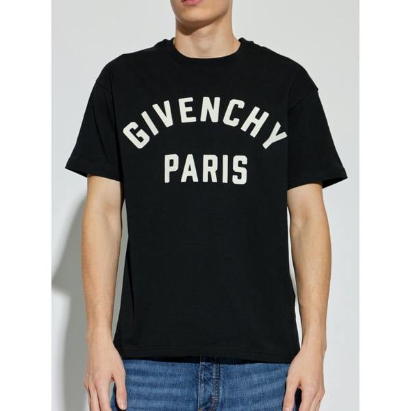 Givenchy Logo Embroidered Paris T-Shirt   in  Black