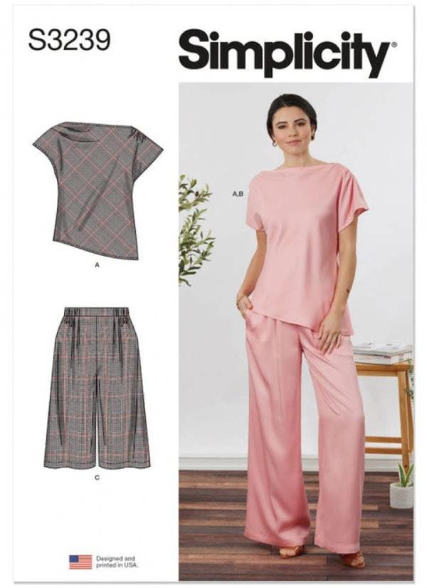 Simplicity Sewing Pattern 3239, Tops, Trousers for Women, D6 (10-12-14-16-18-20) - Intermediate