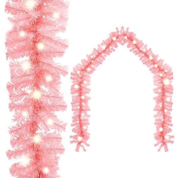 Berkfield Christmas Garland with LED Lights 5 m Pink