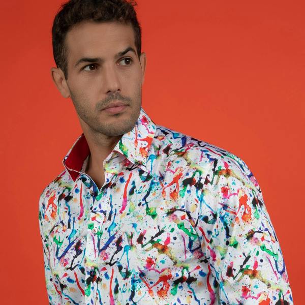 ART ATTACK PAINT SPLASH PRINT SHIRT – Premium Men's Patterned Shirt by Claudio Lugli | Bold Design, Tailored Fit, Best Printed Shirts