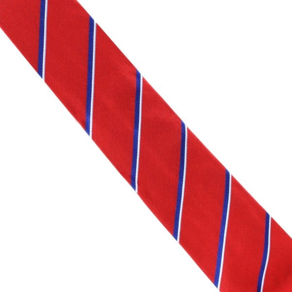 Dunhill regimental stripe patterned tie in a silk and cotton blend red royal blue white