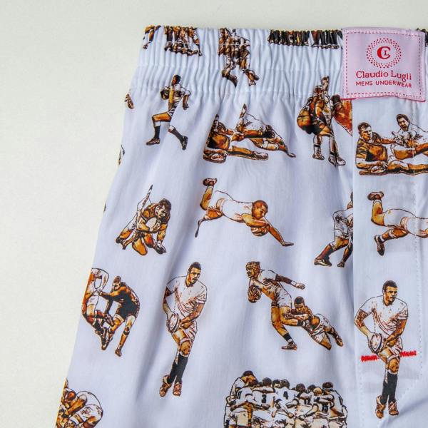 RUGBY PLAYERS COTTON POPLIN PRINT BOXER SHORTS - Premium Men's Patterned Shirt by Claudio Lugli | Bold Design, Tailored Fit, Best Printed Shirts