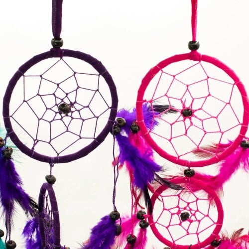 Bobobiy Bali Dreamcatchers - Medium Round - TurqPinkPurp