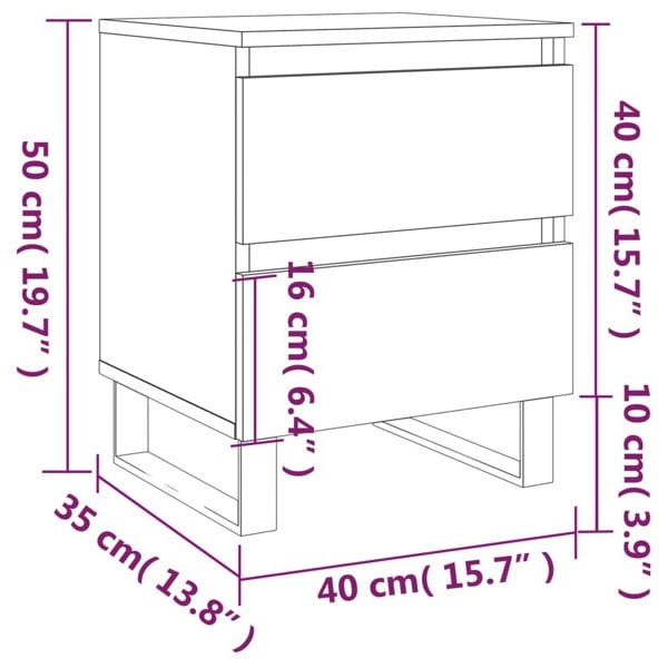 Berkfield Bedside Cabinet Concrete Grey 40x35x50 cm Engineered Wood