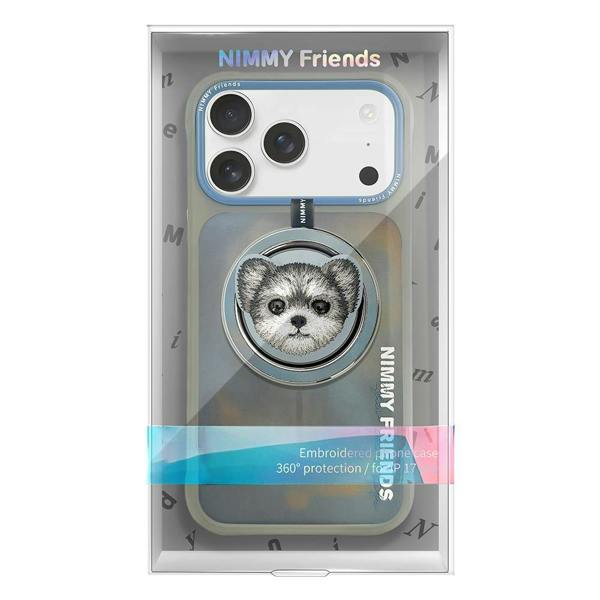 Nimmy Friends Nimmy Big Eye Cute Pet Yorkie Dog Face Case with Detachable MagSafe Grip for iPhone 17 Pro 6.3" Grey Blue - N-XDY-CXZJZH-IP17-PRO-027