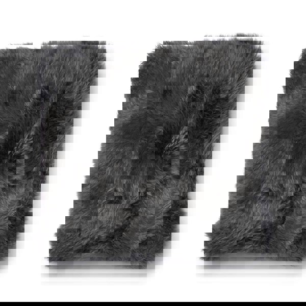 Long-Wool Sheepskin Cushion | 52x52 cm Rock/Steel