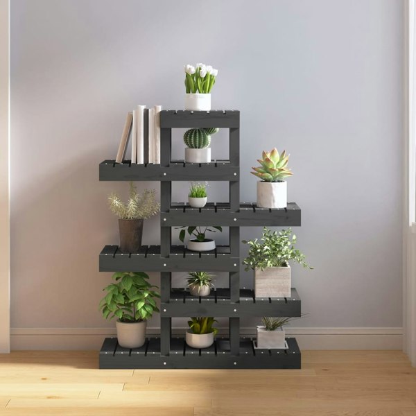 Berkfield Plant Stand Grey 85x25x109.5 cm Solid Wood Pine