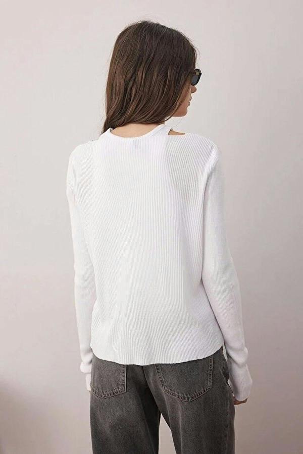 WOVCOR 2-Piece V-Neck Mercerized Look Knitwear Cardigan-Blouse Set
