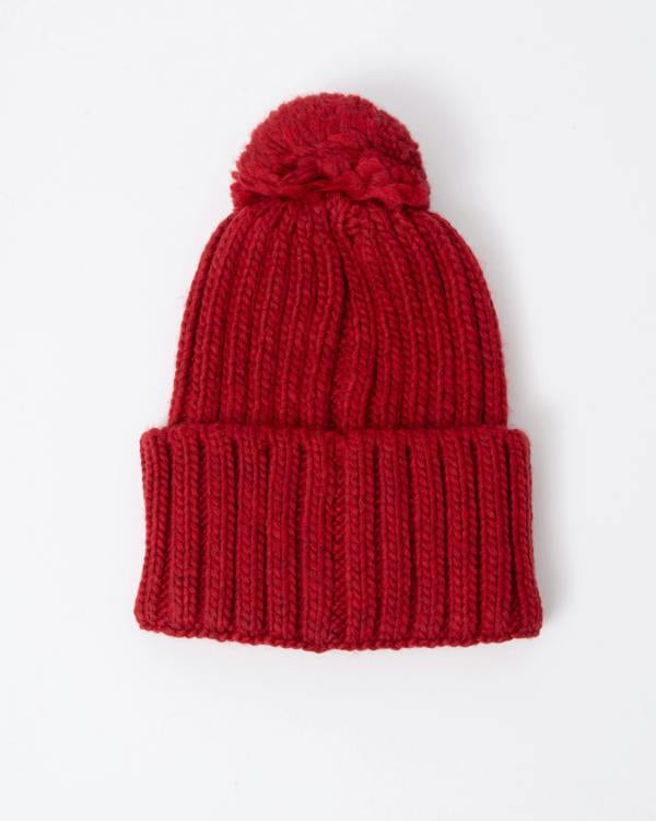 back of a Napapijri Semiury 5 Bobble Hat in Haute Red R1F